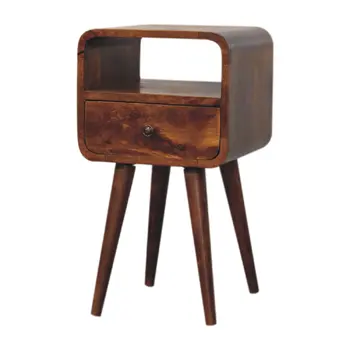 22" Brown Solid Wood Square One Drawer Nightstand