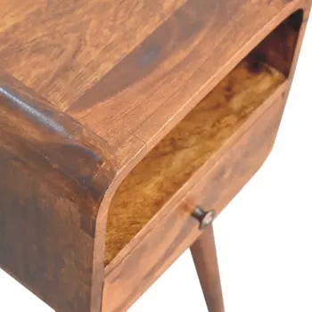 22" Brown Solid Wood Square One Drawer Nightstand