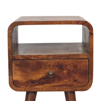 22" Brown Solid Wood Square One Drawer Nightstand