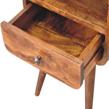 22" Brown Solid Wood Square One Drawer Nightstand