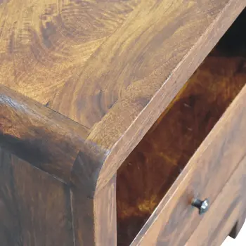 24" Brown Solid Wood Two Drawer Nightstand