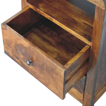 24" Brown Solid Wood Two Drawer Nightstand