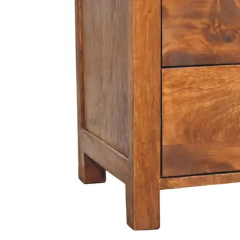 24" Brown Solid Wood Two Drawer Nightstand