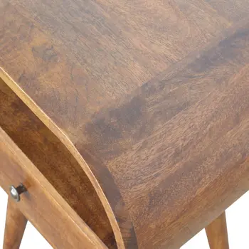 21" Brown Solid Wood Oval One Drawer Nightstand