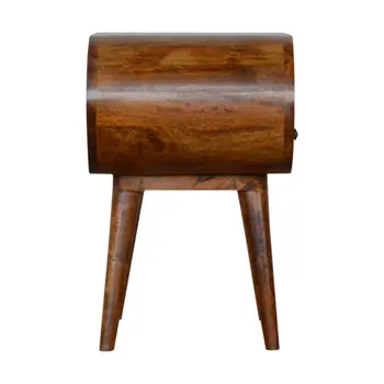 21" Brown Solid Wood Oval One Drawer Nightstand