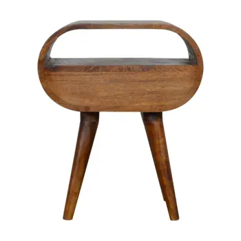 21" Brown Solid Wood Oval One Drawer Nightstand