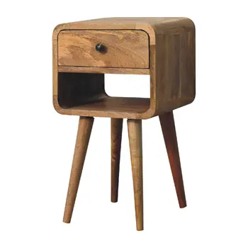 22" Beige Solid Wood Square One Drawer Nightstand