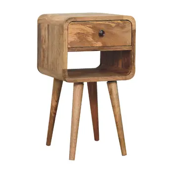 22" Beige Solid Wood Square One Drawer Nightstand