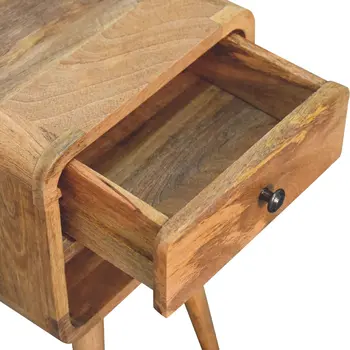 22" Beige Solid Wood Square One Drawer Nightstand