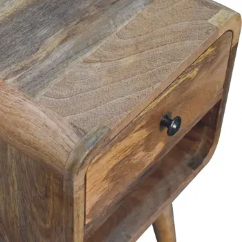 22" Beige Solid Wood Square One Drawer Nightstand