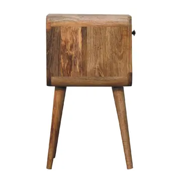 22" Beige Solid Wood Square One Drawer Nightstand