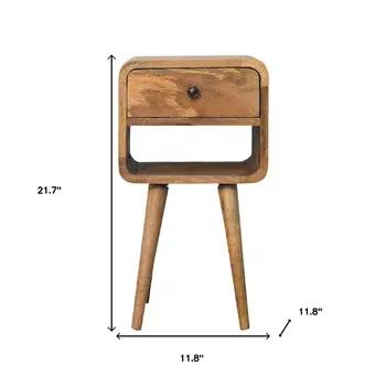 22" Beige Solid Wood Square One Drawer Nightstand