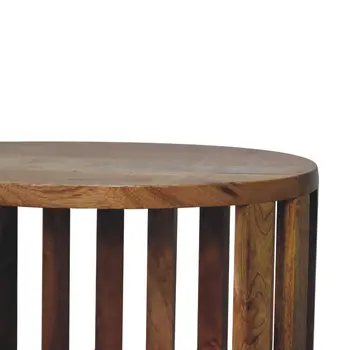 16" Light Brown Solid Wood Round Nightstand