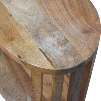 16" Light Brown Solid Wood Round Nightstand