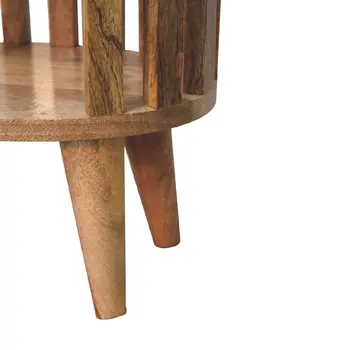16" Light Brown Solid Wood Round Nightstand