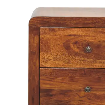 24" Brown Solid Wood Three Drawer Nightstand