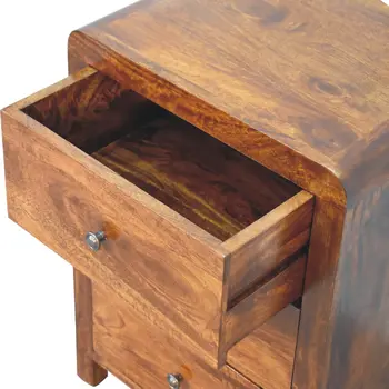 24" Brown Solid Wood Three Drawer Nightstand