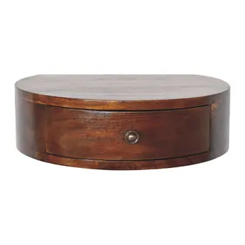 22" Brown Solid Wood One Drawer Floating Nightstand