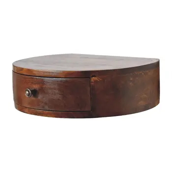 22" Brown Solid Wood One Drawer Floating Nightstand