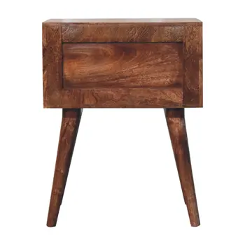 23" Black White And Brown Solid Wood Geometric Bone Inlay Two Drawer Nightstand
