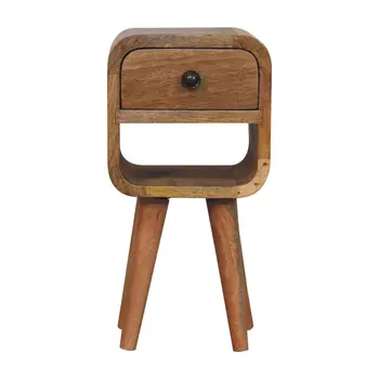 16" Brown Solid Wood Square One Drawer Nightstand