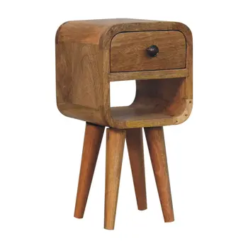 16" Brown Solid Wood Square One Drawer Nightstand