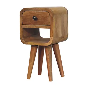 16" Brown Solid Wood Square One Drawer Nightstand