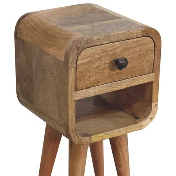 16" Brown Solid Wood Square One Drawer Nightstand