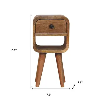 16" Brown Solid Wood Square One Drawer Nightstand
