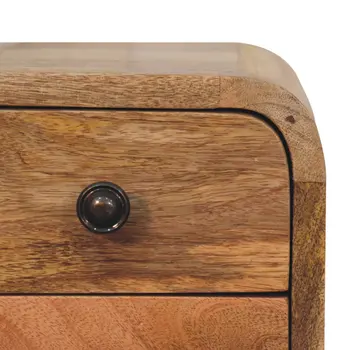 16" Brown Solid Wood Square Two Drawer Nightstand