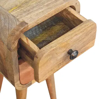 16" Brown Solid Wood Square Two Drawer Nightstand