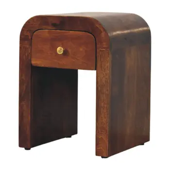 16" Brown Solid Wood One Drawer Nightstand