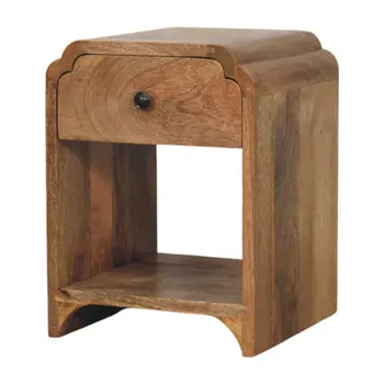 16" Beige Solid Wood One Drawer Nightstand