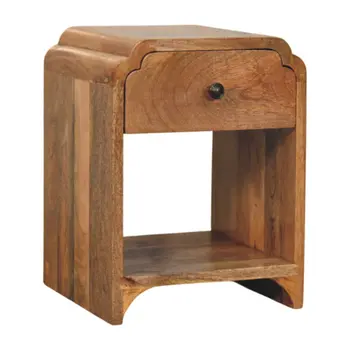 16" Beige Solid Wood One Drawer Nightstand