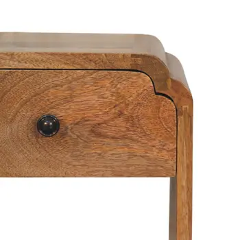 16" Beige Solid Wood One Drawer Nightstand