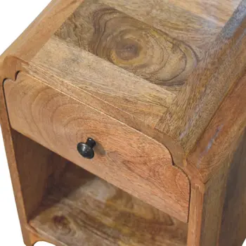16" Beige Solid Wood One Drawer Nightstand