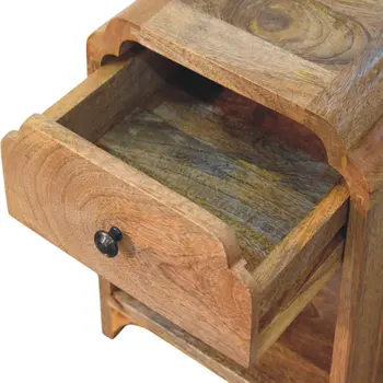 16" Beige Solid Wood One Drawer Nightstand