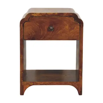 16" Brown Solid Wood One Drawer Nightstand