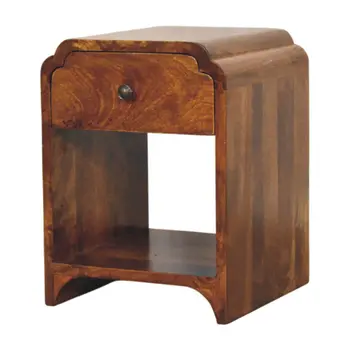 16" Brown Solid Wood One Drawer Nightstand