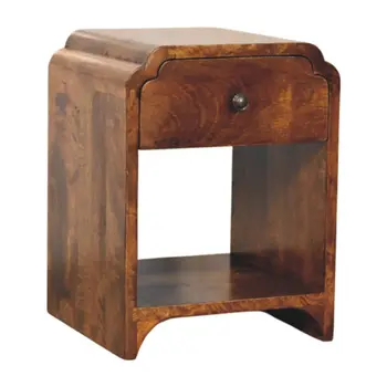 16" Brown Solid Wood One Drawer Nightstand