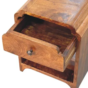 16" Brown Solid Wood One Drawer Nightstand