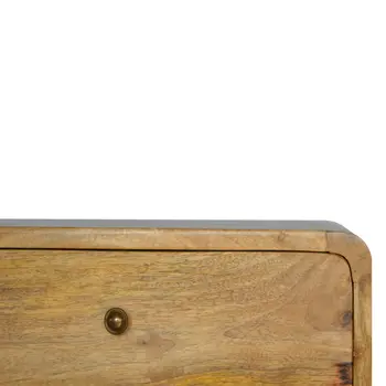 18" Beige Solid Wood Two Drawer Floating Nightstand