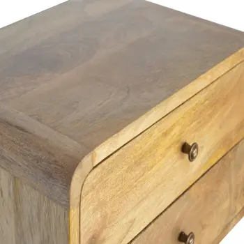 18" Beige Solid Wood Two Drawer Floating Nightstand