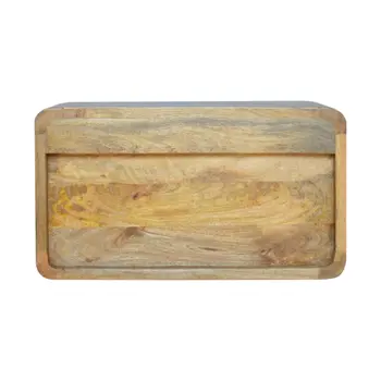 18" Beige Solid Wood Two Drawer Floating Nightstand