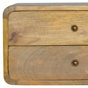 18" Beige Solid Wood Two Drawer Floating Nightstand