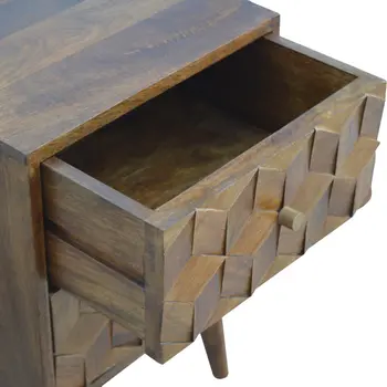 22" Brown Solid Wood Square Two Drawer Nightstand