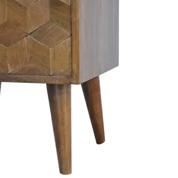 22" Brown Solid Wood Square Two Drawer Nightstand