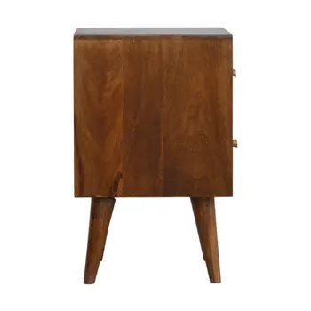 22" Brown Solid Wood Square Two Drawer Nightstand