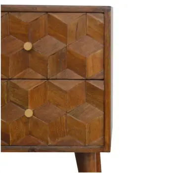 22" Brown Solid Wood Square Two Drawer Nightstand