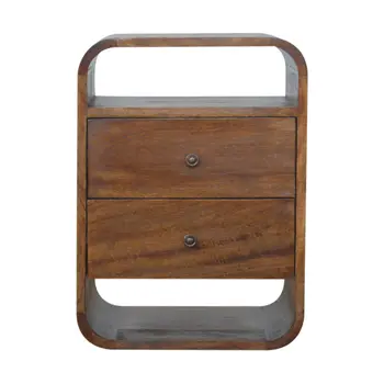 22" Brown Solid Wood Three Drawer Nightstand